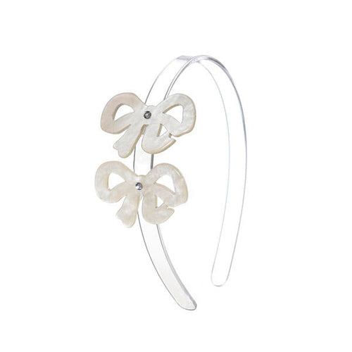 Bows Fancy Double Pearlized White Headband