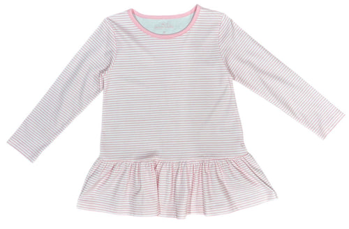 Peggie Peplum Knit Top - Light Pink Stripe