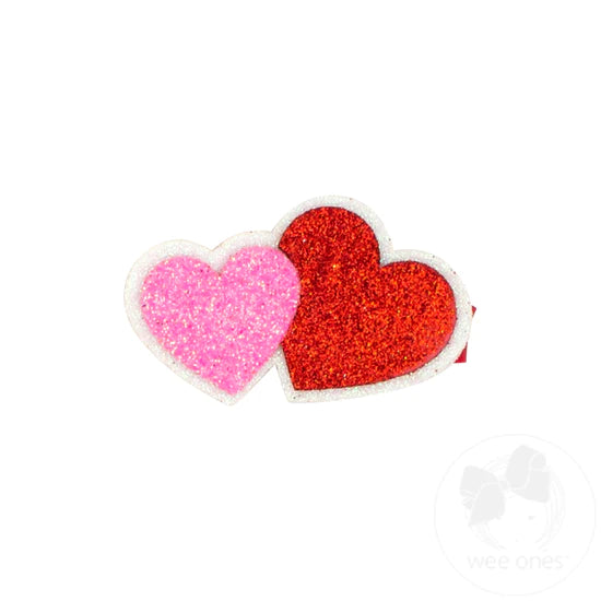 Glitter Double Heart Hair Clip