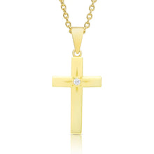 Load image into Gallery viewer, Cross Necklace with CZ - Gold