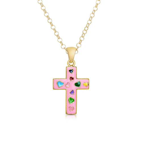 Cross Pendant Necklace - Pink