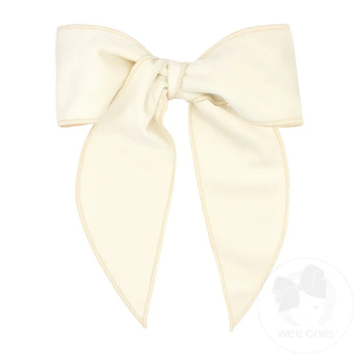 King Velvet Bowtie with Twisted Wrap and Whimsy Tails - Antique White