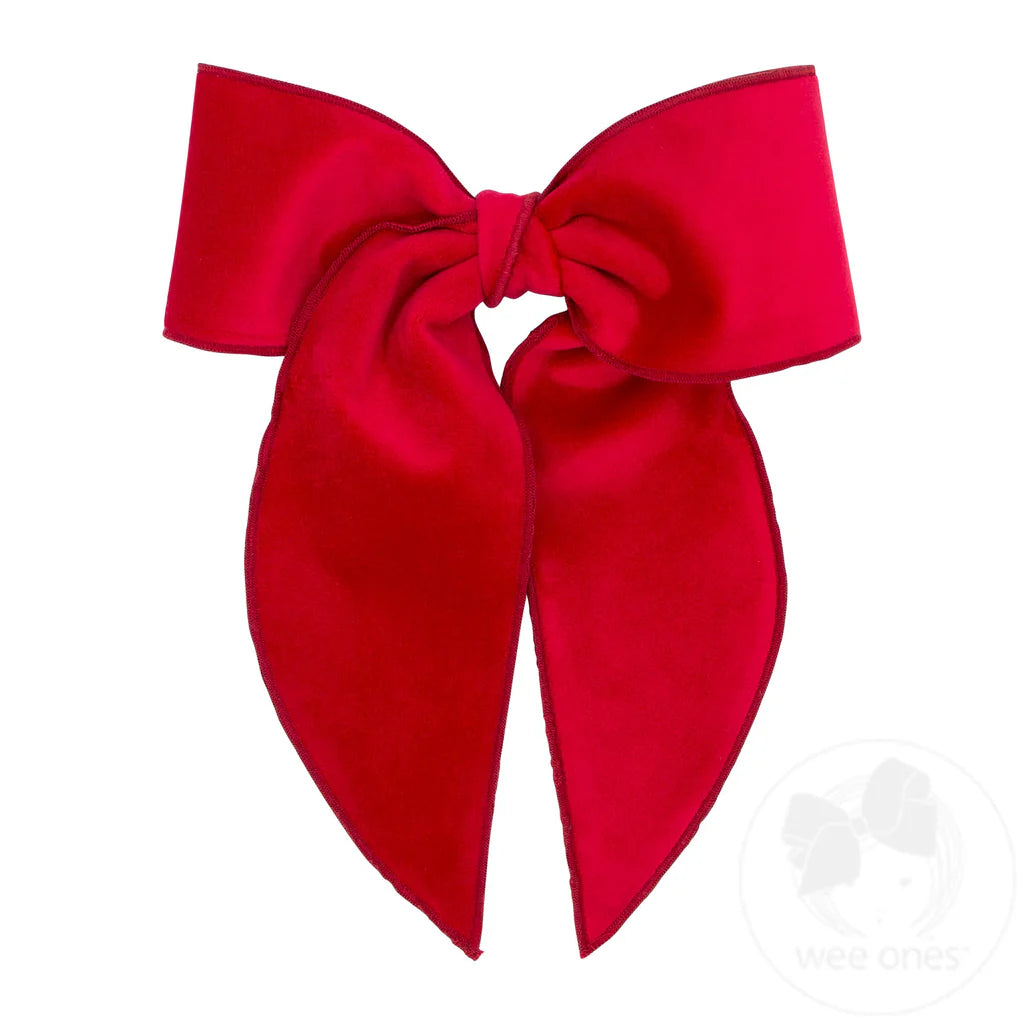 King Velvet Bowtie with Twisted Wrap and Whimsy Tails - Cranberry