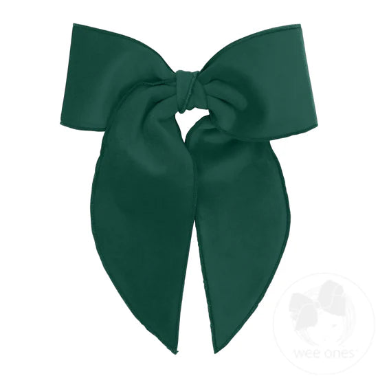 King Velvet Bowtie with Twisted Wrap and Whimsy Tails - Forest Green