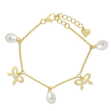 Load image into Gallery viewer, Freshwater Pearl and Bow Charm Bracelet