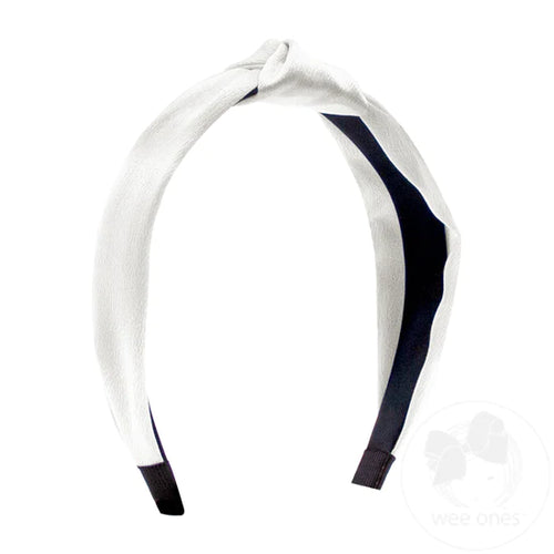 Satin Knot Wrapped Headband - White