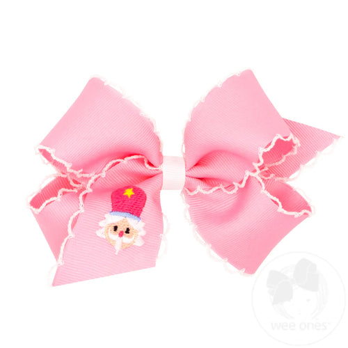 Holiday Hair Bow with Moonstitch Edge - Nutcracker