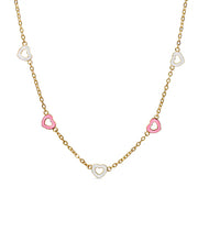 Load image into Gallery viewer, Heart Station Necklace - Pink/White