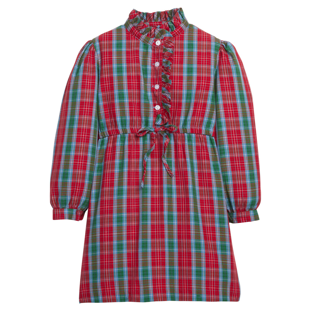 Ruffled Shirt Dress - Highlands Tartan