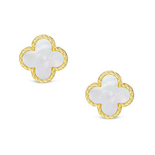 Load image into Gallery viewer, Mother of Pearl Clover Stud Earrings