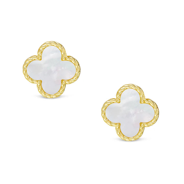 Mother of Pearl Clover Stud Earrings