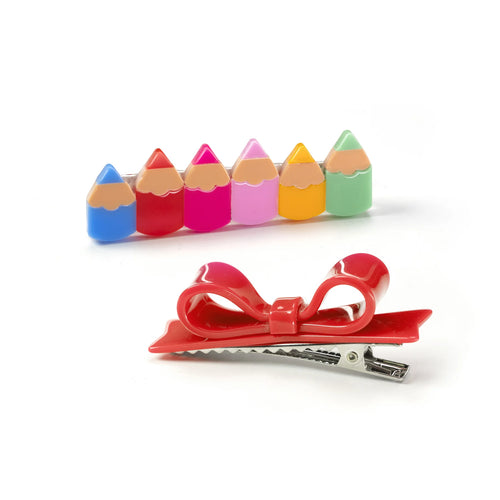 Pencils & Red Bow Alligator Clips