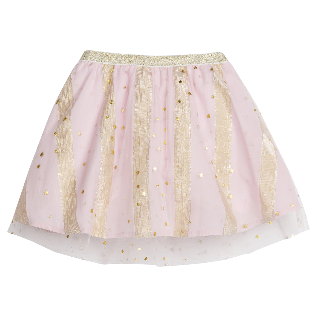 Tulle Circle Skirt - Pink Metallic Stripe/ Stars