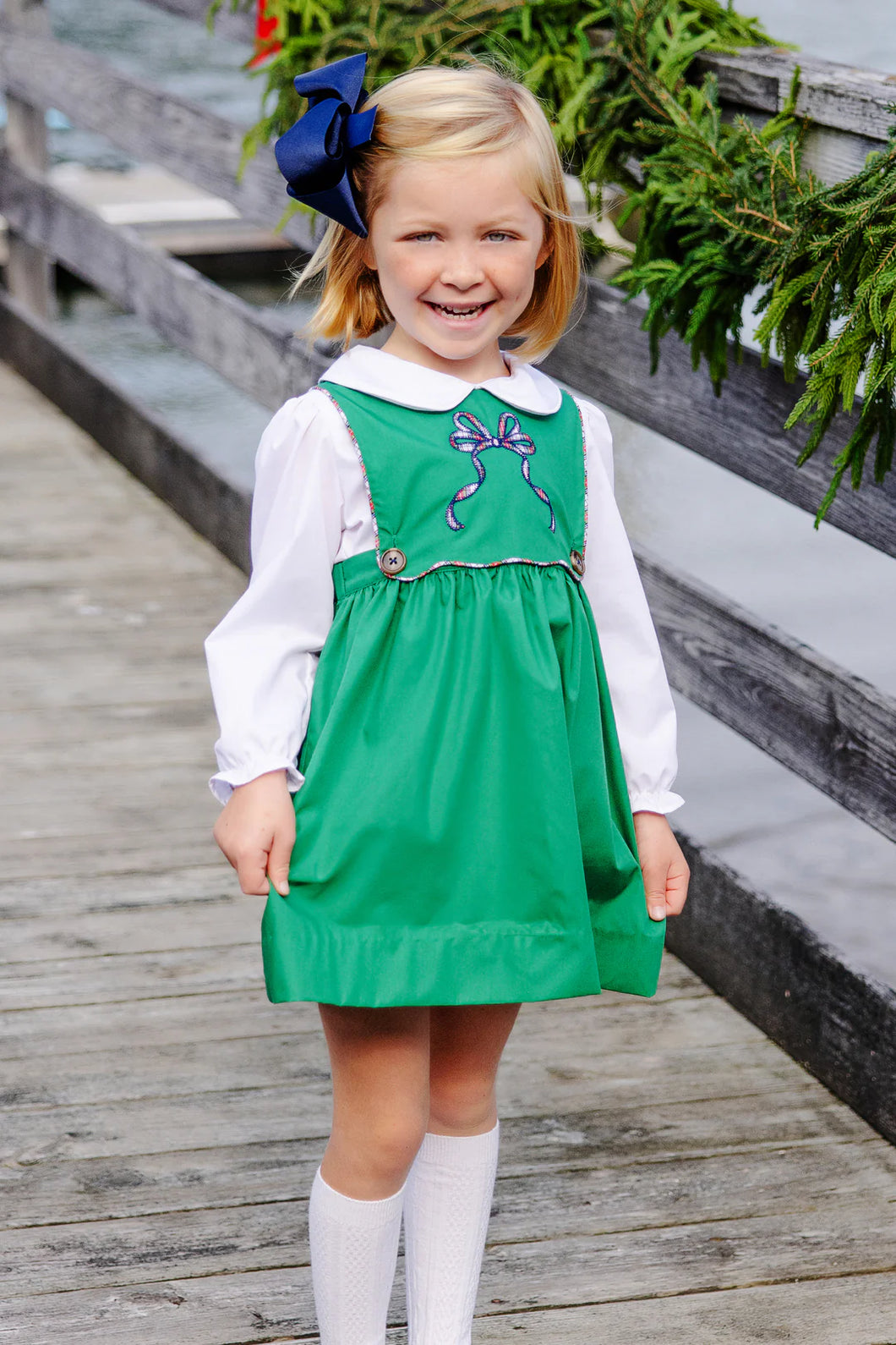 Brady Button-In Dress - Kiawah Kelly Green/Merritt Park Plaid