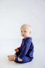 Load image into Gallery viewer, Samuel Smocked Romper - Nantucket Navy with Richmond Red