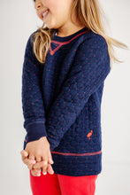 Load image into Gallery viewer, Cassidy Comfy Crewneck (Quilted) Nantucket Navy with Richmond Red Stitching &amp; Stork