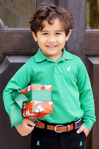 Long Sleeve Prim & Proper Polo - Kiawah Kelly Green with White Stork