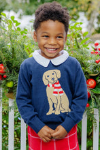 Load image into Gallery viewer, Isaac&#39;s Intarsia Sweater Nantucket Navy with Dog Intarsia