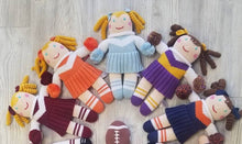 Load image into Gallery viewer, Cheerleader Knit Doll - Royal Blue/White