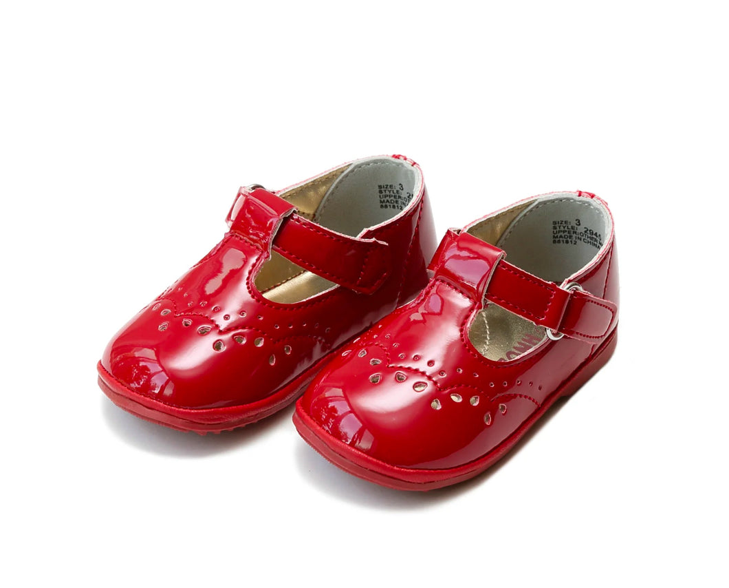 Birdie Leather T-Strap Mary Jane - Patent Red