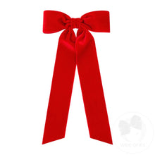 Load image into Gallery viewer, Medium Velvet Bowtie with Streamer Tails - Red