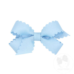 Grosgrain Scalloped Edge Hair Bow - Millennium Blue