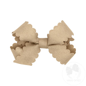 Grosgrain Scalloped Edge Hair Bow - Oatmeal