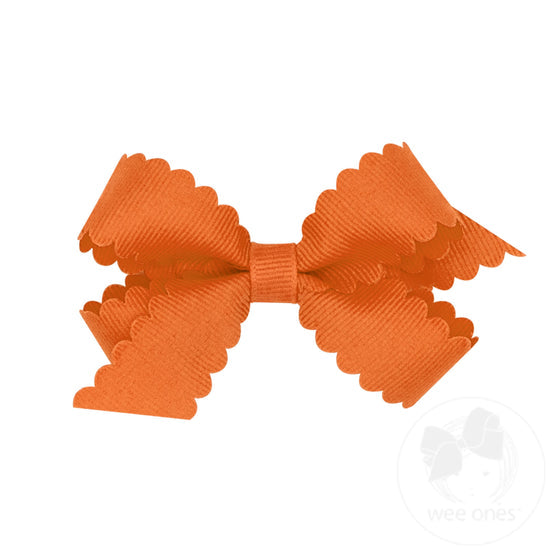 Grosgrain Scalloped Edge Hair Bow - Pumpkin