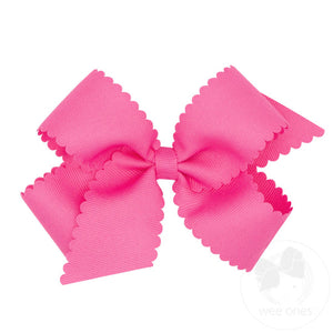 Grosgrain Scalloped Edge Hair Bow - Hot Pink