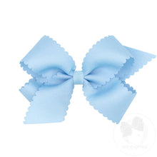 Load image into Gallery viewer, Grosgrain Scalloped Edge Hair Bow - Millennium Blue