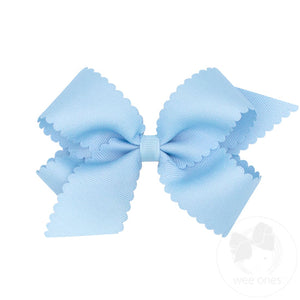 Grosgrain Scalloped Edge Hair Bow - Millennium Blue