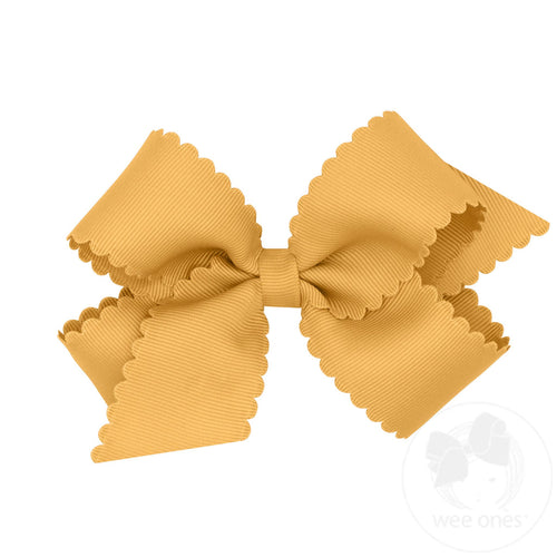 Grosgrain Scalloped Edge Hair Bow - Old Gold