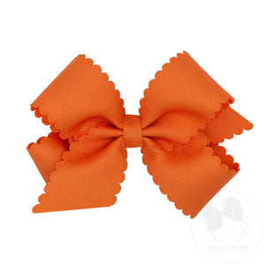 Grosgrain Scalloped Edge Hair Bow - Pumpkin