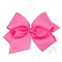 Load image into Gallery viewer, Grosgrain Scalloped Edge Hair Bow - Hot Pink