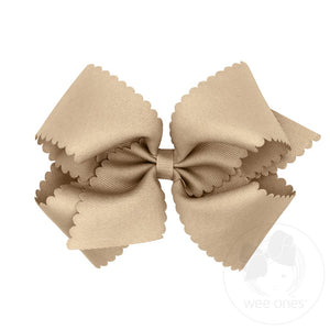 Grosgrain Scalloped Edge Hair Bow - Oatmeal