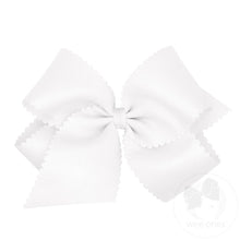 Load image into Gallery viewer, Grosgrain Scalloped Edge Hair Bow - White