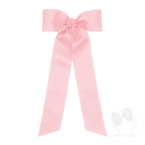 Grosgrain Scalloped Streamer Bow - Light Pink