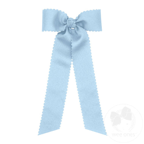 Grosgrain Scalloped Streamer Bow - Millennium Blue