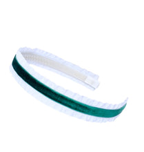 Load image into Gallery viewer, Green Velvet Double Ruffle Ribbon Headband