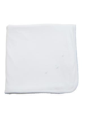 Small Pima Blanket - White with Blue Stitch