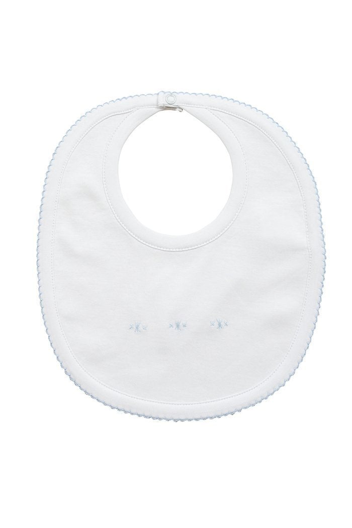 Proper Pima Bib - White with Blue Stitch