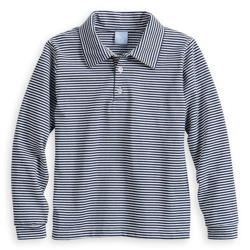 Navy and White Striped Polo