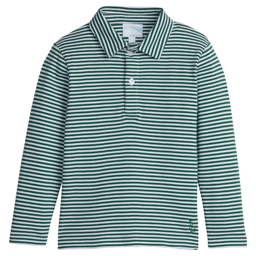 Long Sleeve Polo - Hunter Green Stripe