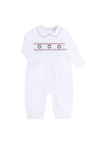 Christmas Wreath Smocked Romper