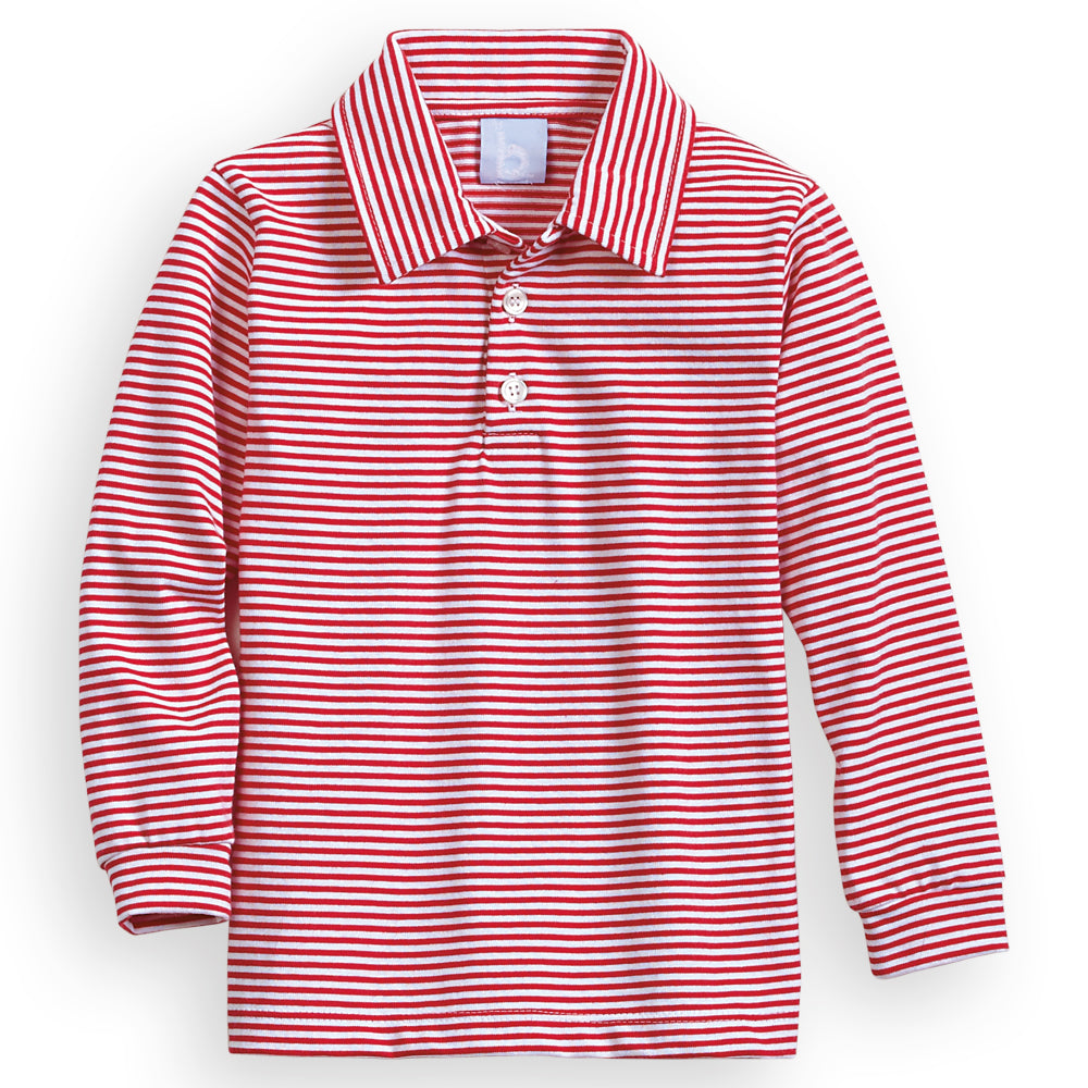 Red and White Striped Polo