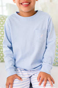 Long Sleeve Carter Crewneck - Beale Street Blue with White