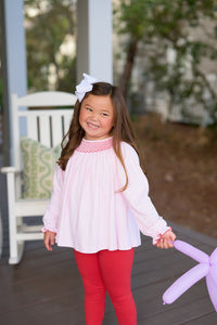 Bettye Sue Smocked Top Palm Beach Pink with Richmond Red Smocking