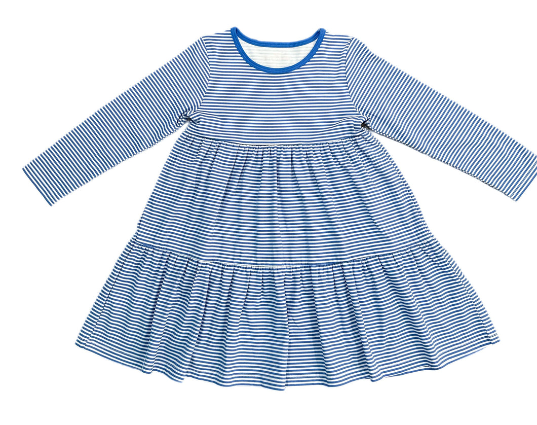 Brynn Knit Dress - Royal Blue Stripe