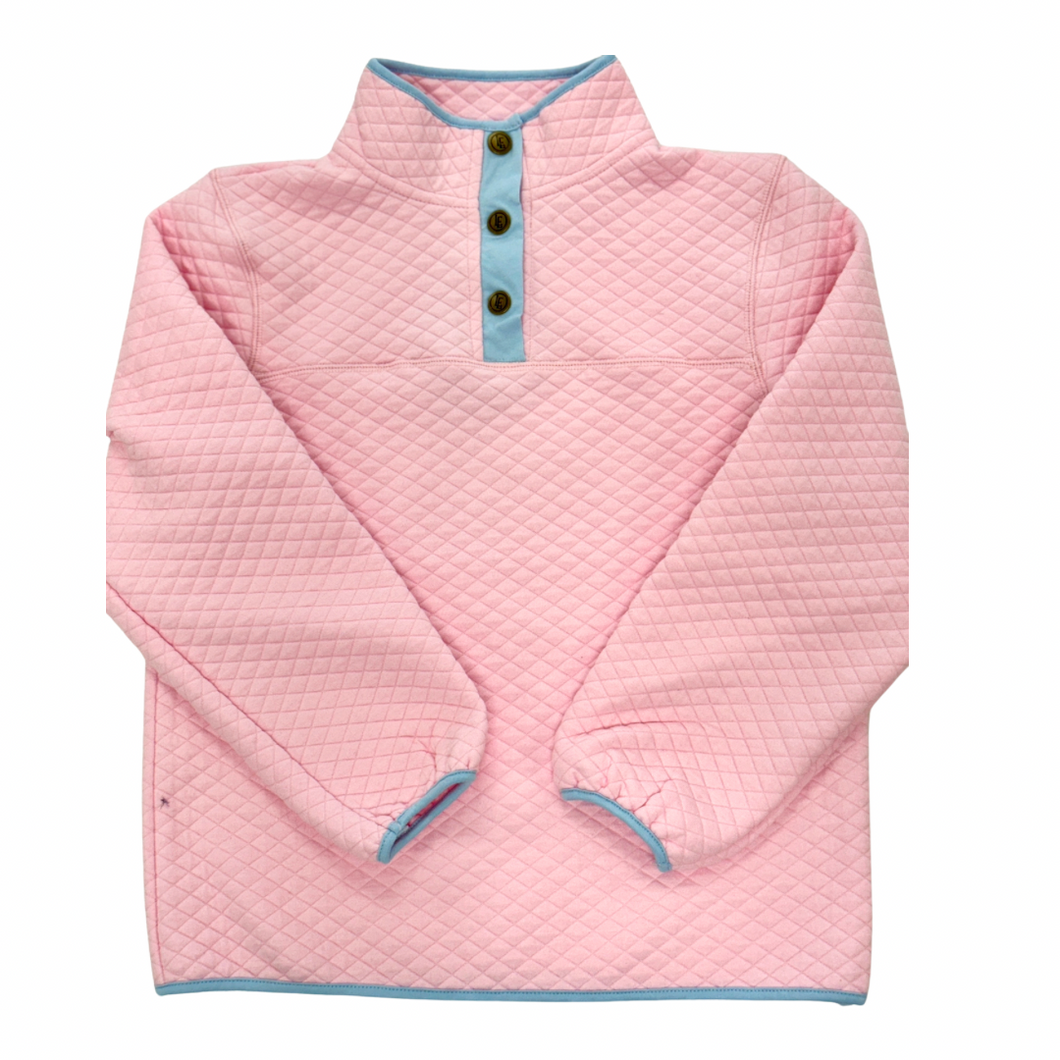 Quilted Pullover - Light Pink/Light Blue