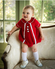 Load image into Gallery viewer, Red Corduroy Christmas Baby Boy Romper